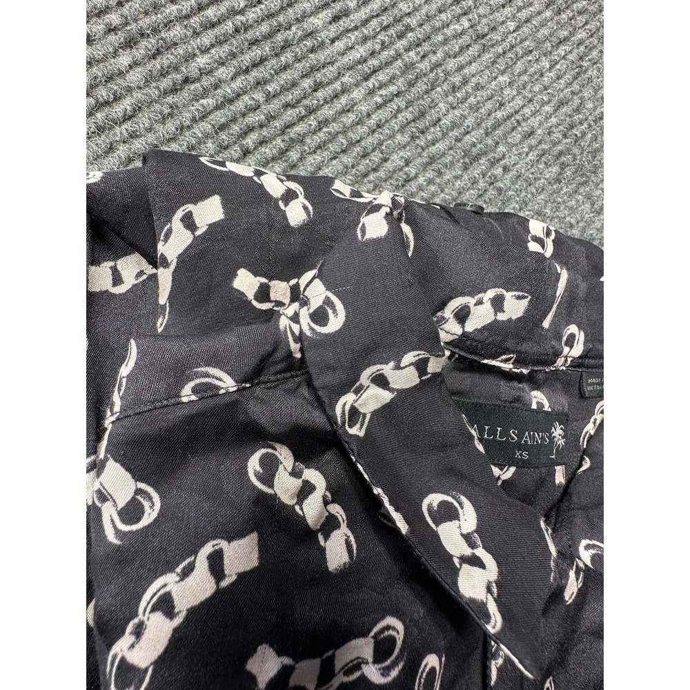 AllSaints Shirt Mens XS Black Chain Print Long Sleeve Button Front Casual - Picture 8 of 8